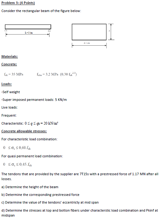 Prestressed Concrete: Consider the rectangular