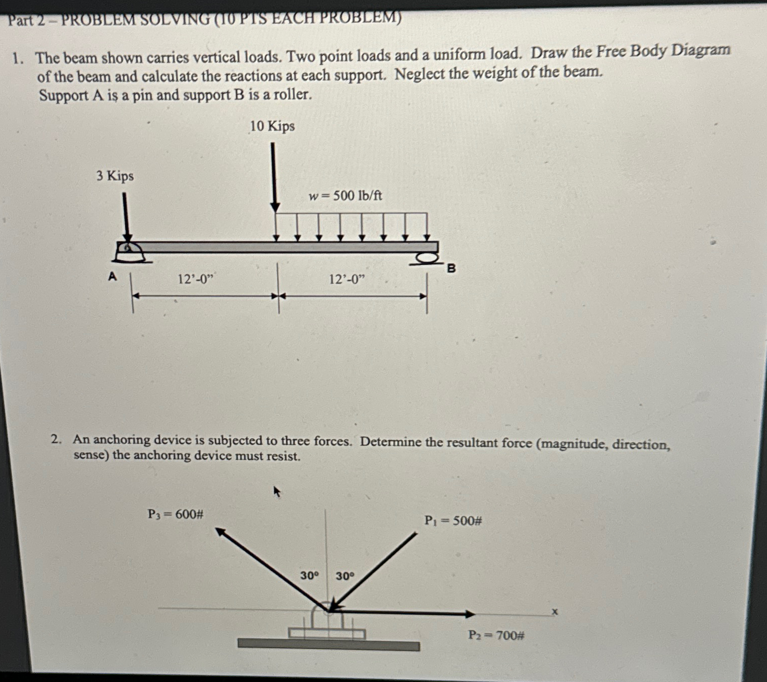 PARt 2 - PROBLEM SOLVING ( IO PTS EACH PROBLEM )