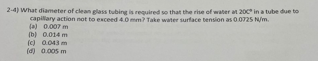 What diameter of clean glass tubing is required