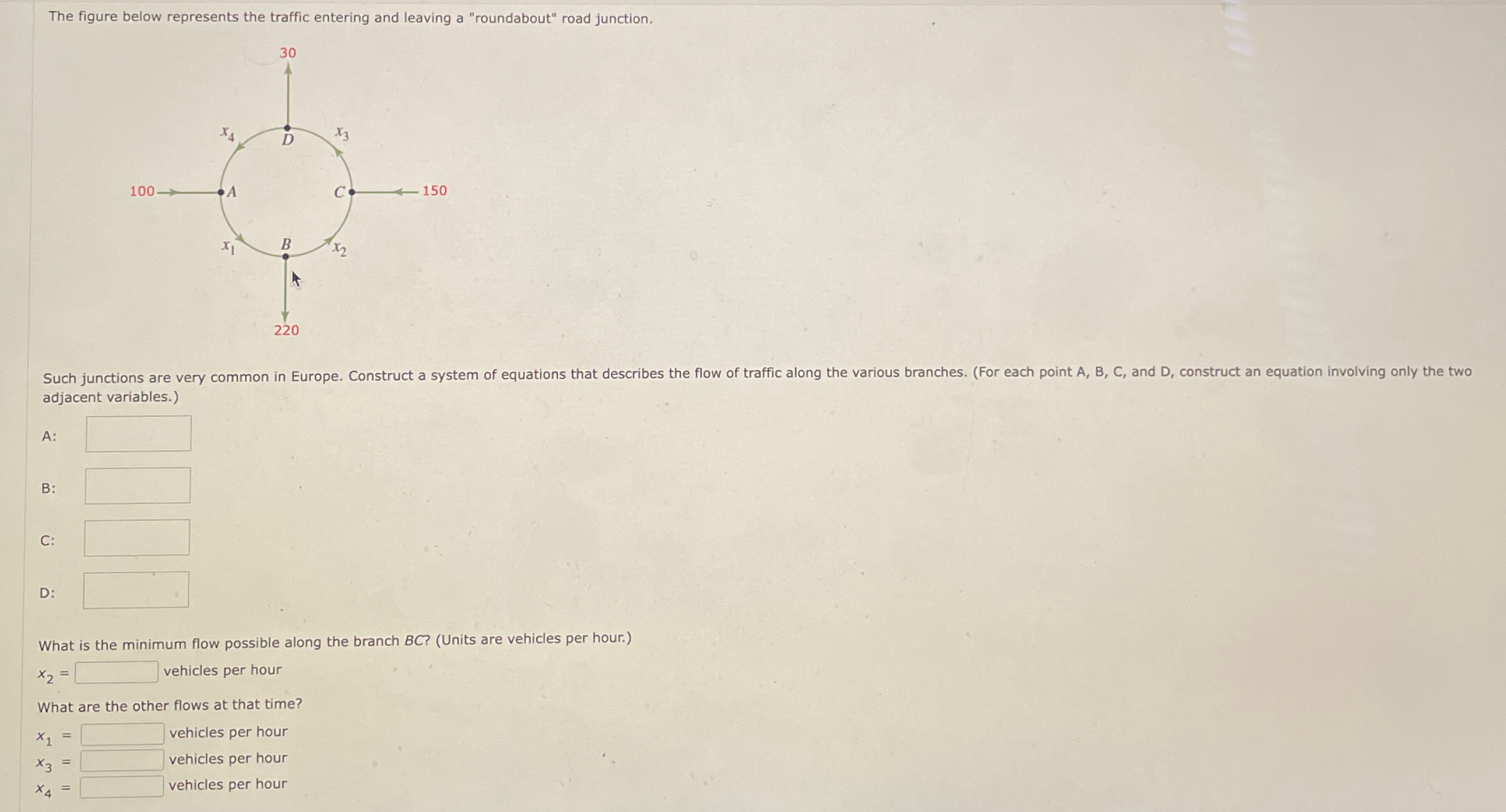 The figure below represents the traffic entering