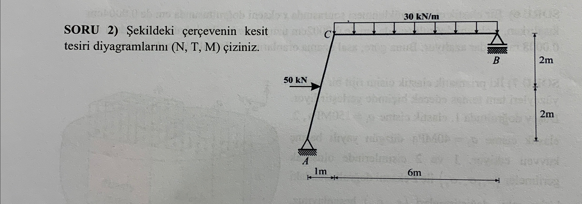 SORU 2 ) ekildeki er evenin kesit tesiri