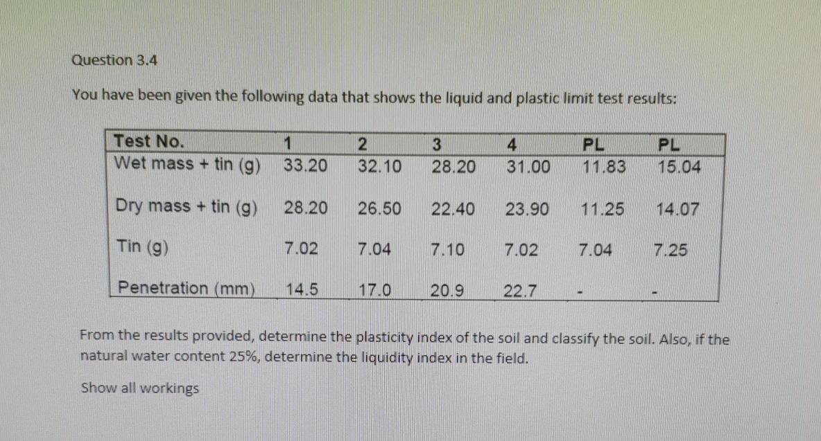 Question 3 . 4 You have been given the following