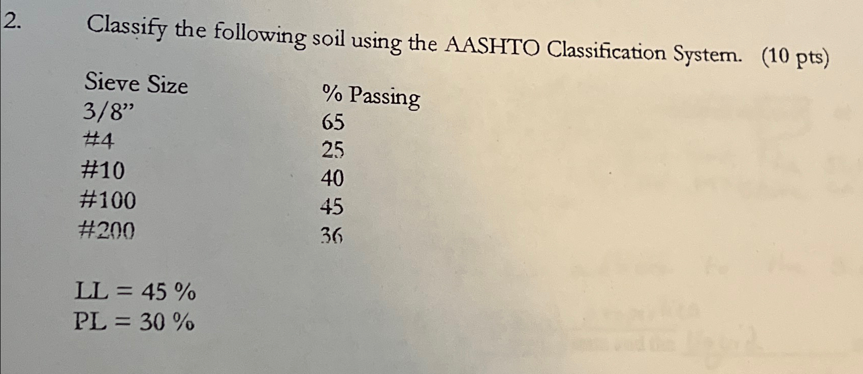 Classify the following soil using the AASHTO