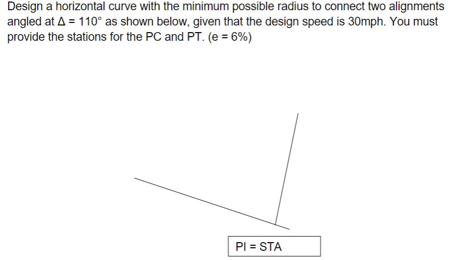 Design a horizontal curve with the minimum