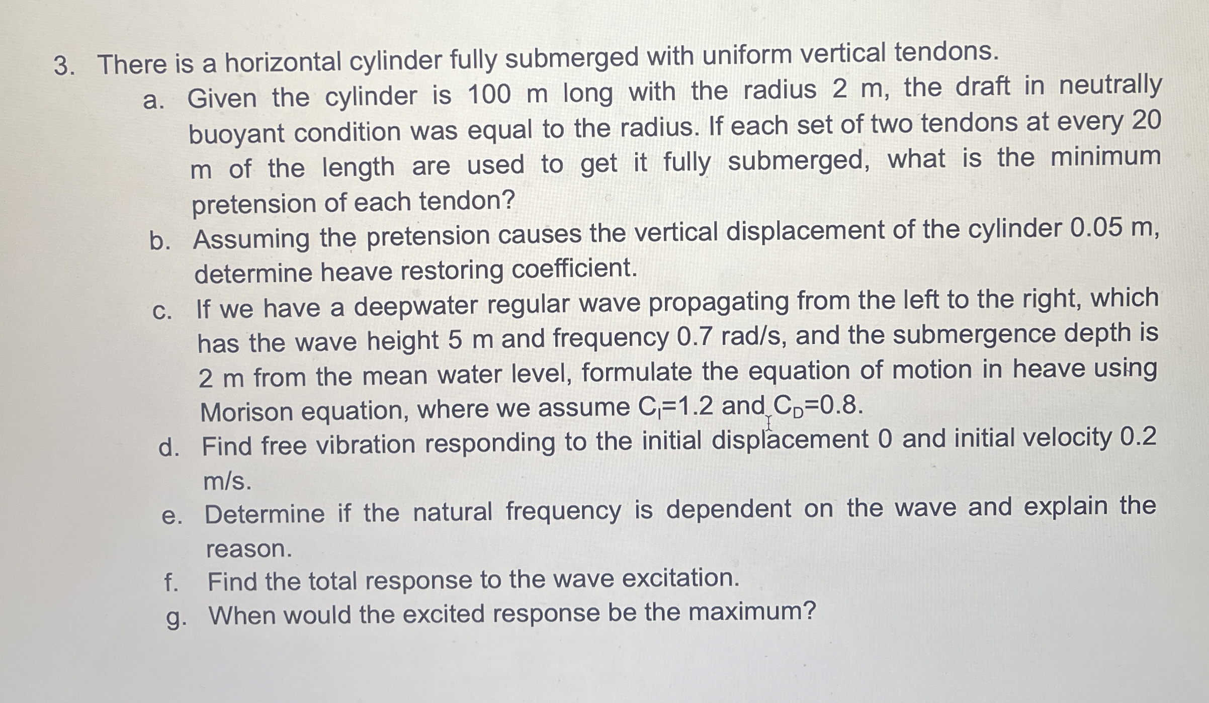 There is a horizontal cylinder fully submerged