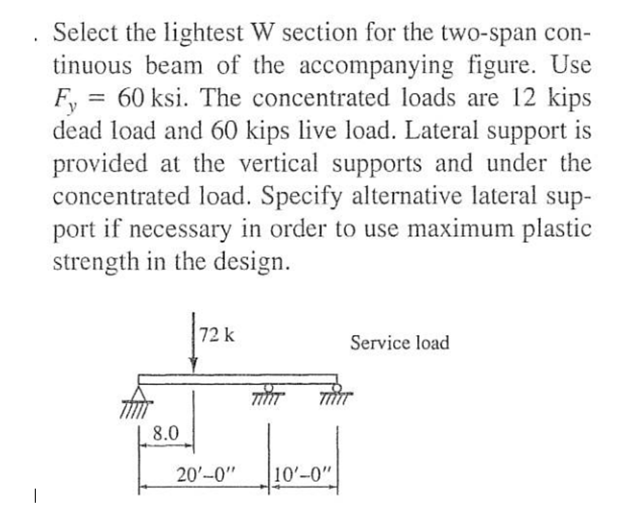 Select the lightest W section for the two - span