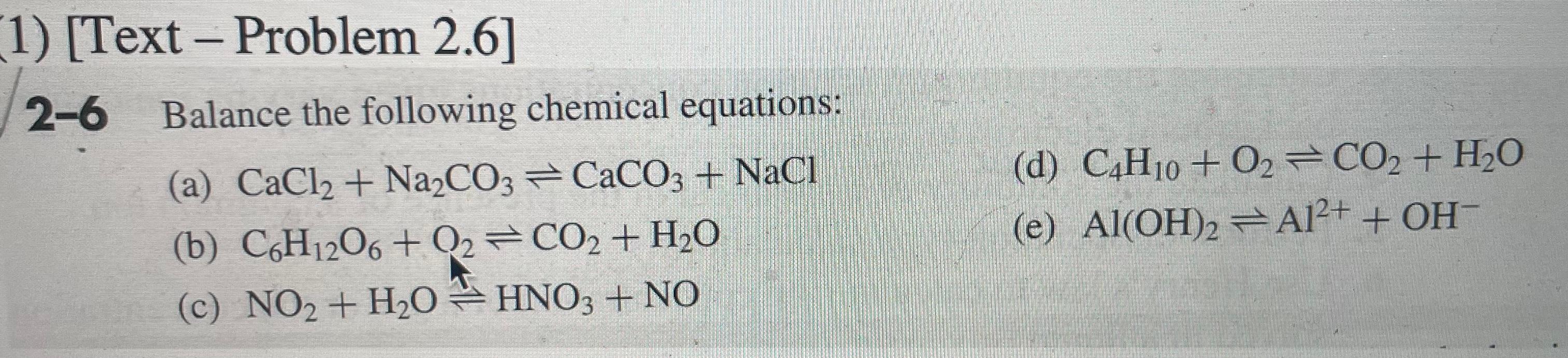 [ Text - Problem 2 . 6 ] 2 - 6 Balance the