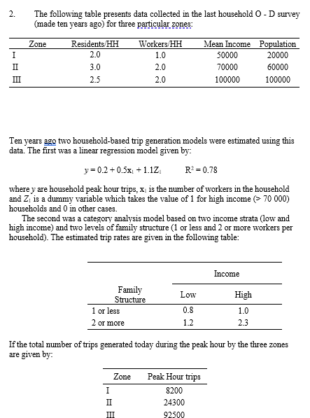 2 . The following table presents data collected