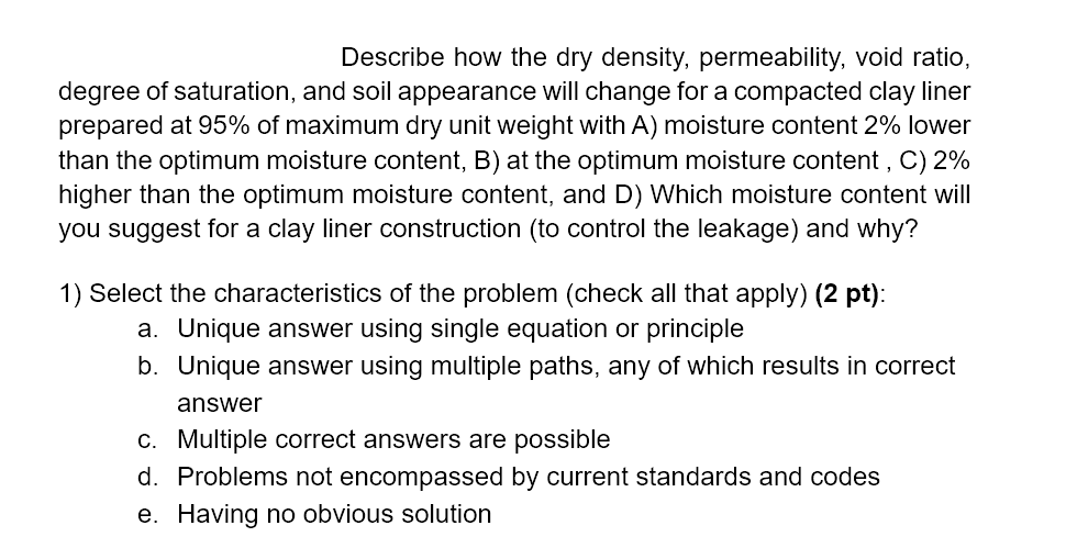 Describe how the dry density, permeability, void