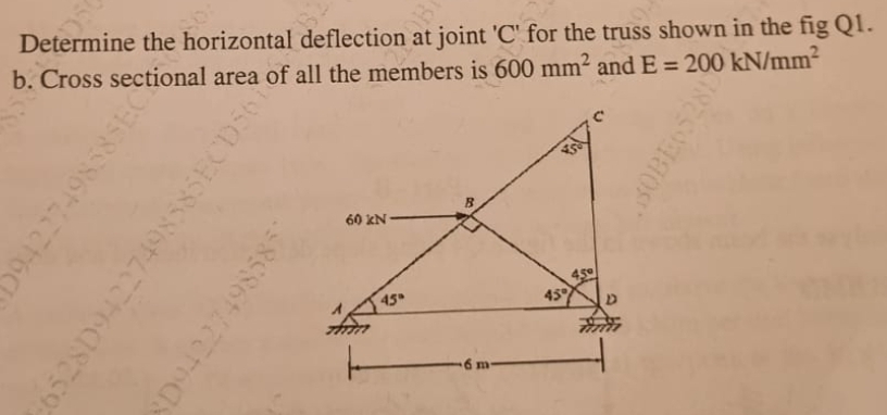 Determine the horizontal deflection at joint ' C