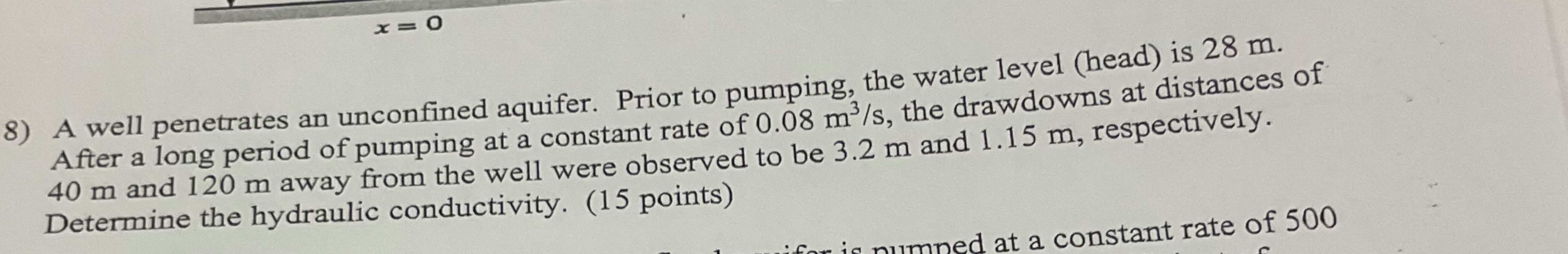 A well penetrates an unconfined aquifer. Prior to