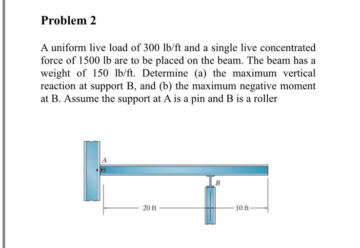 Problem 2 A uniform live load of 3 0 0 l b f t