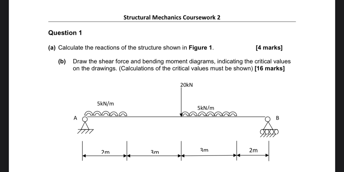 Structural Mechanics Coursework 2 Question 1 ( a