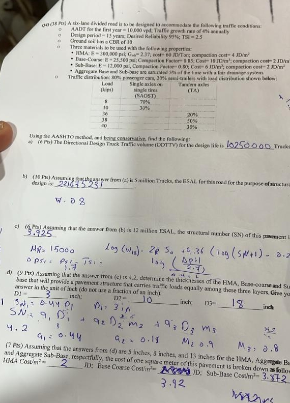 on ) ( 3 8 Pts ) A six - lane divided road is to