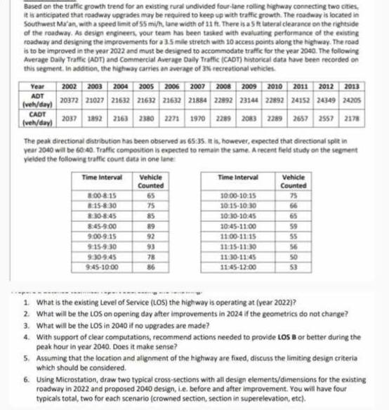 Based on the traffic growh trend for an existing