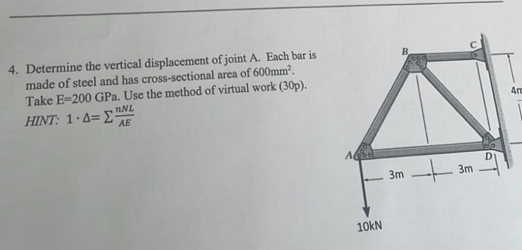 Determine the vertical displacement of joint A .