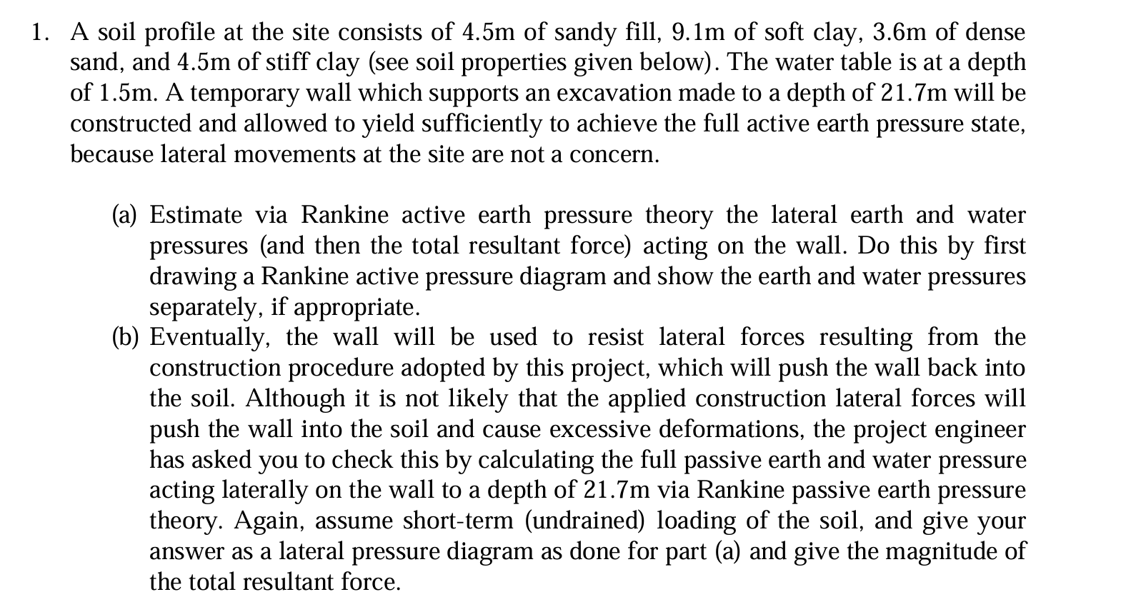 A soil profile at the site consists of 4 . 5 m of