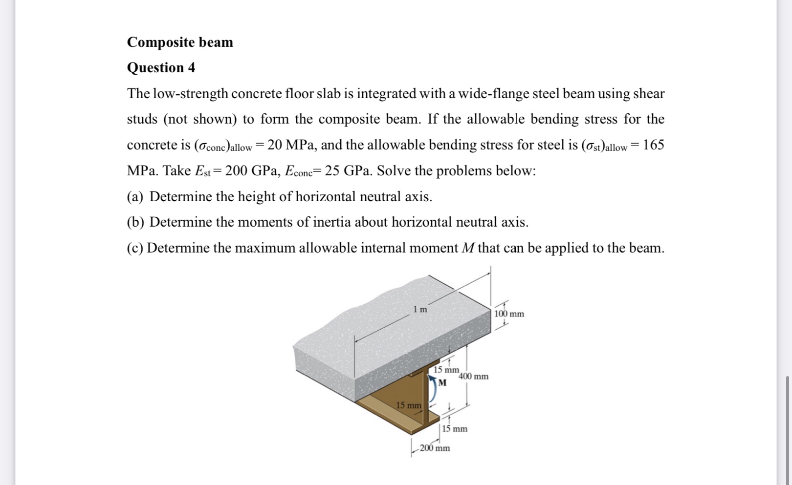 Composite beam Question 4 The low - strength