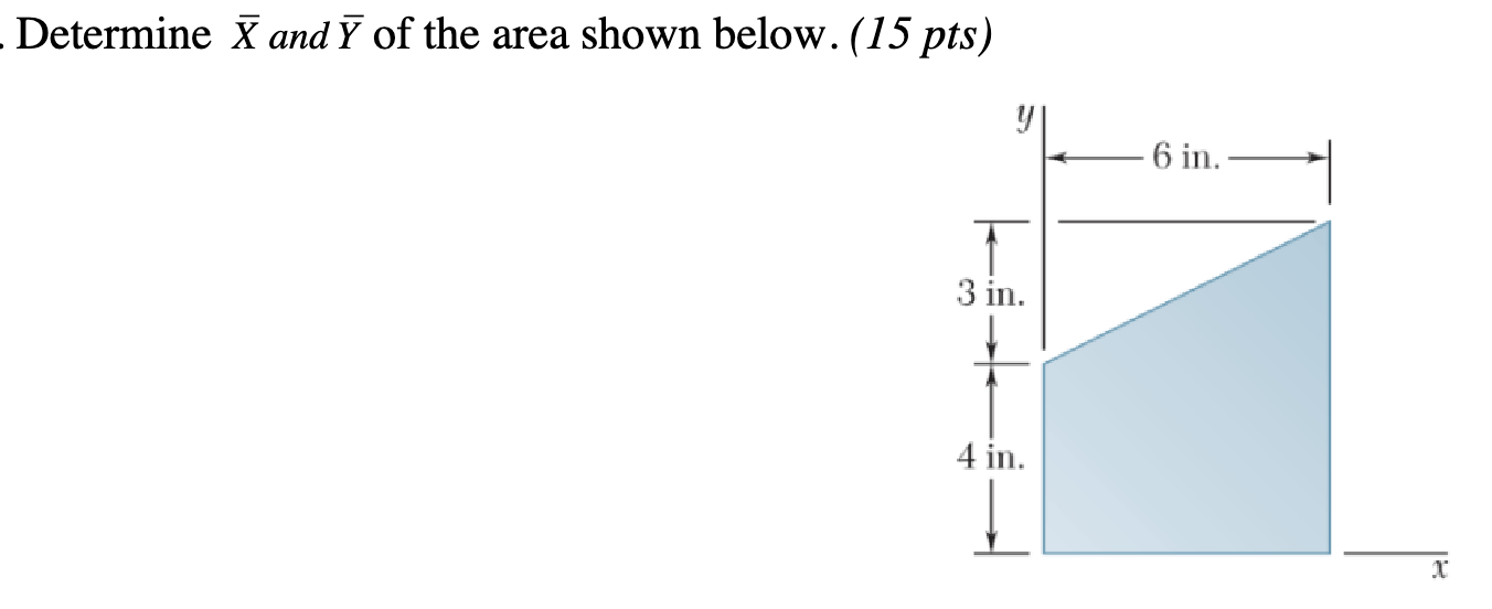 Determine x and ? b a r ( Y ) of the area shown