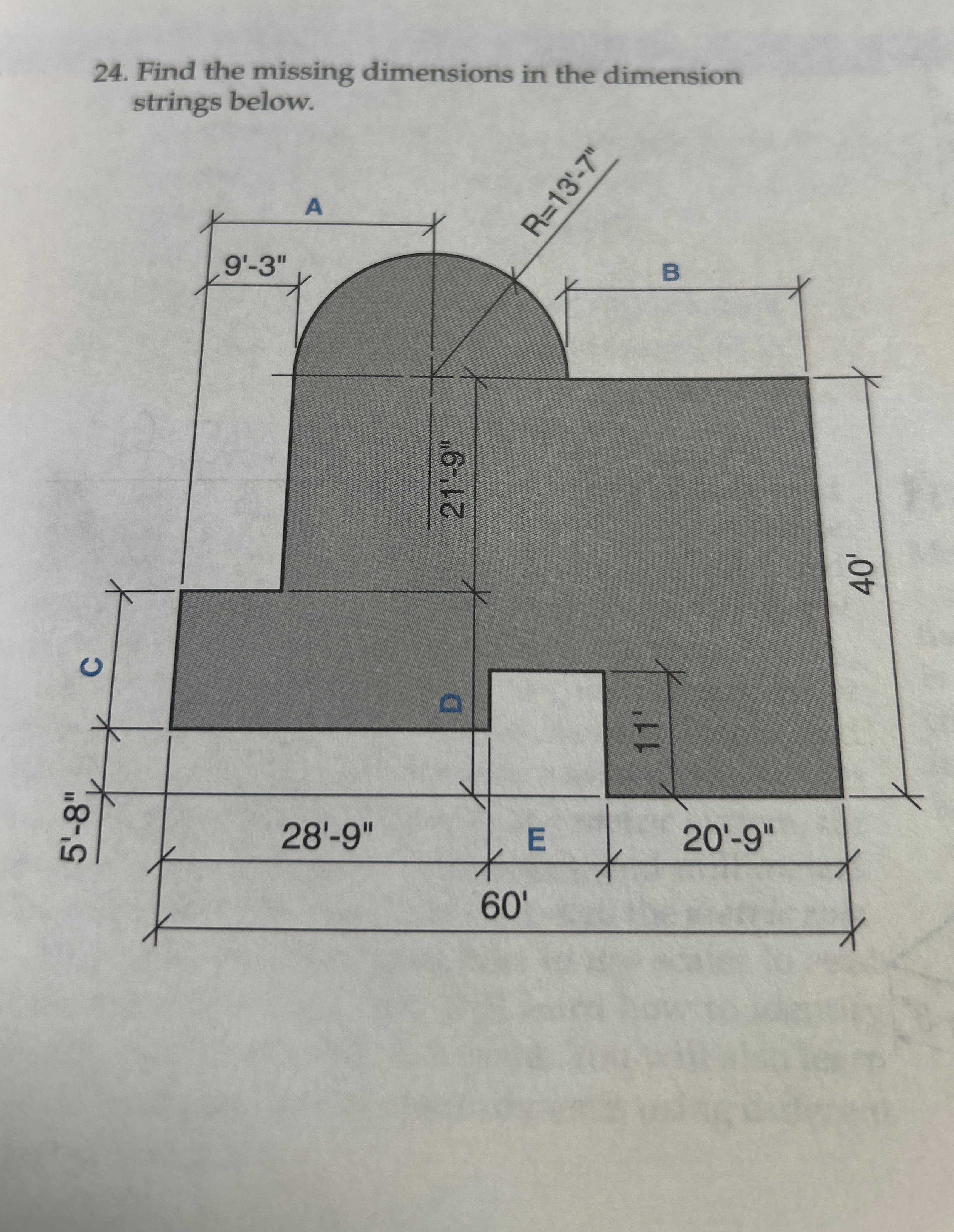 Find the missing dimensions in the dimension