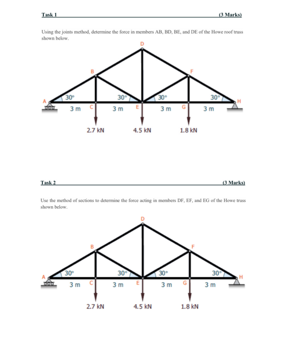 Task 1 ? ( 3 Marks ) Using the joints method,