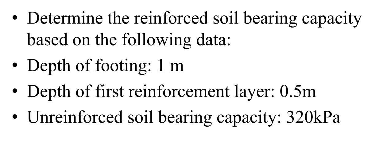 Determine the reinforced soil bearing capacity
