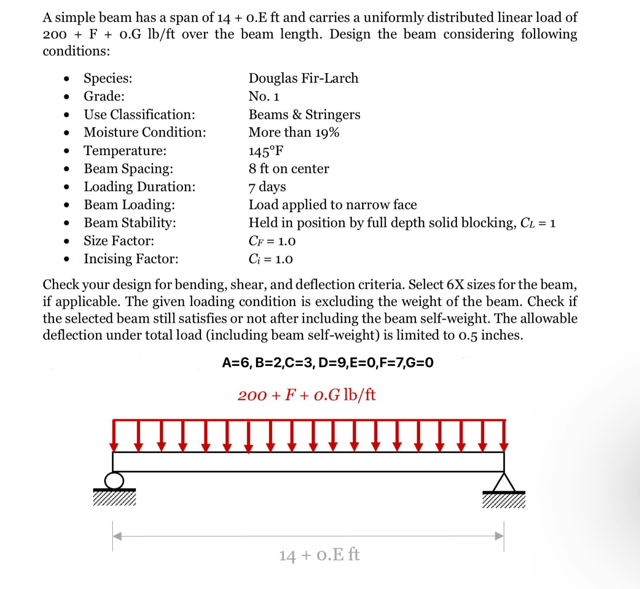 A simple beam has a span of 1 4 + 0 . Eft and