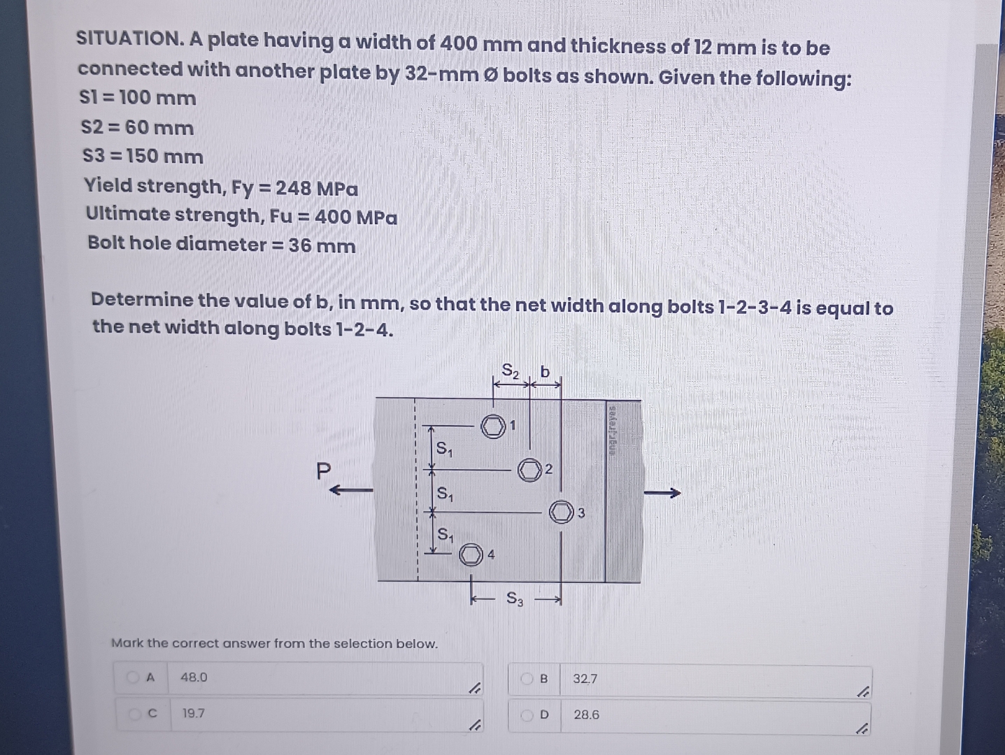 SITUATION. A plate having a width of 4 0 0 mm and