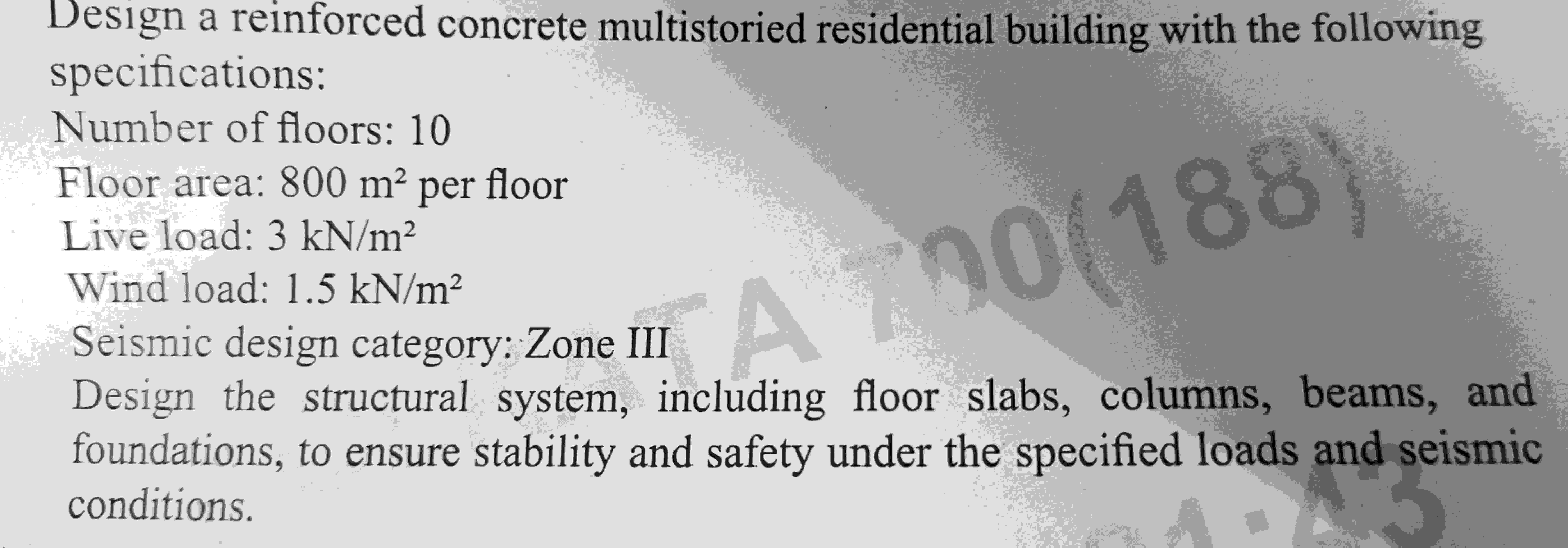 Design a reinforced concrete multistoried