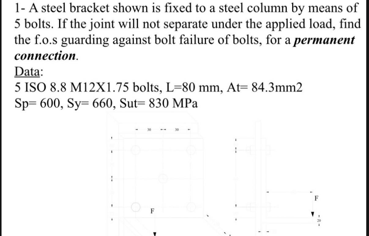 1 - A steel bracket shown is fixed to a steel