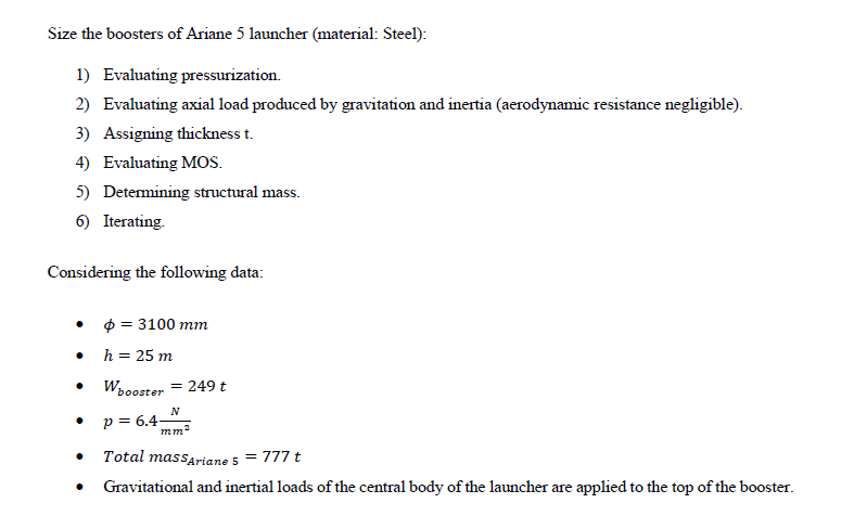 Size the boosters of Ariane 5 launcher (