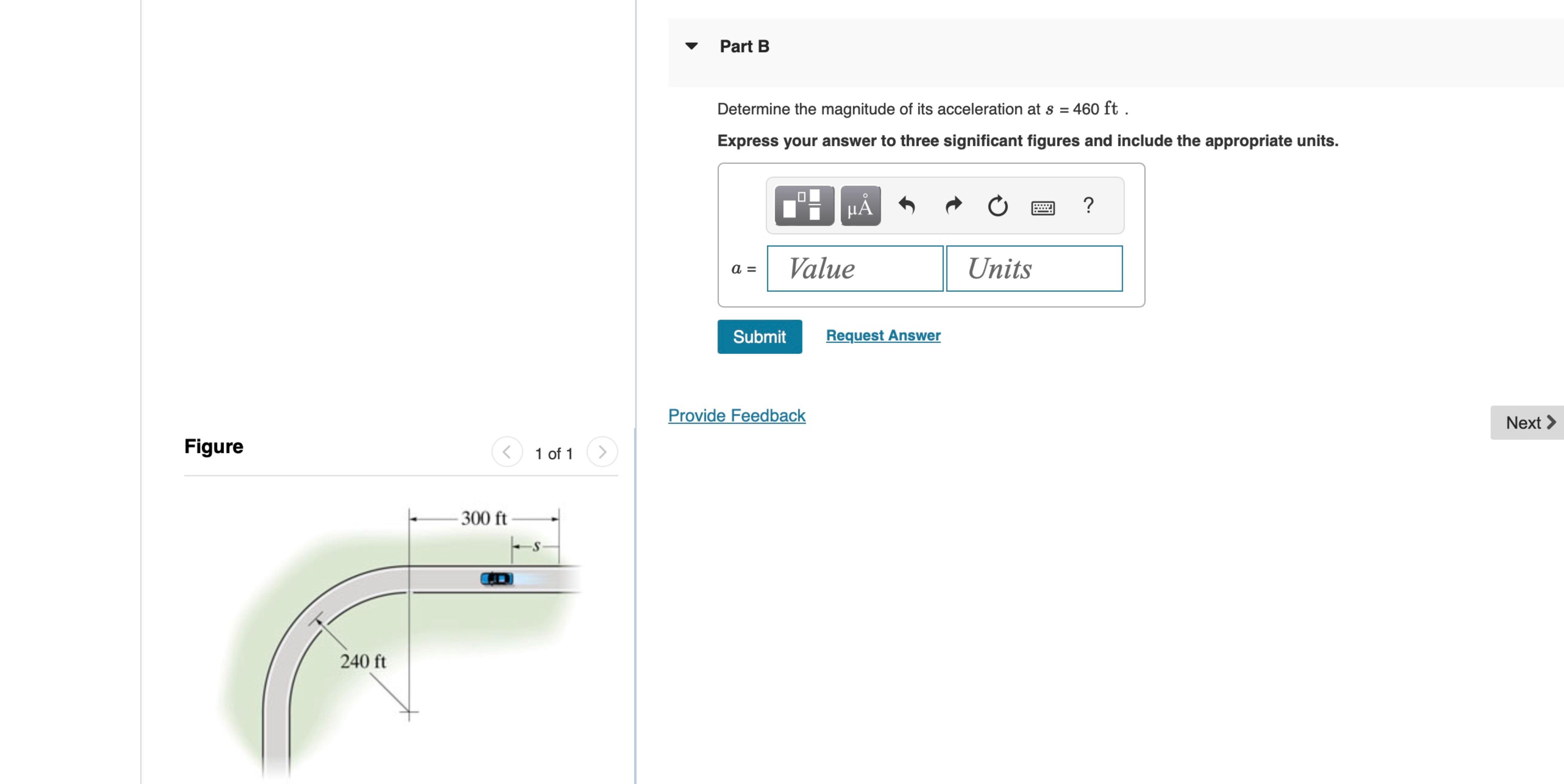 The automobile is originally at rest s = 0 . It