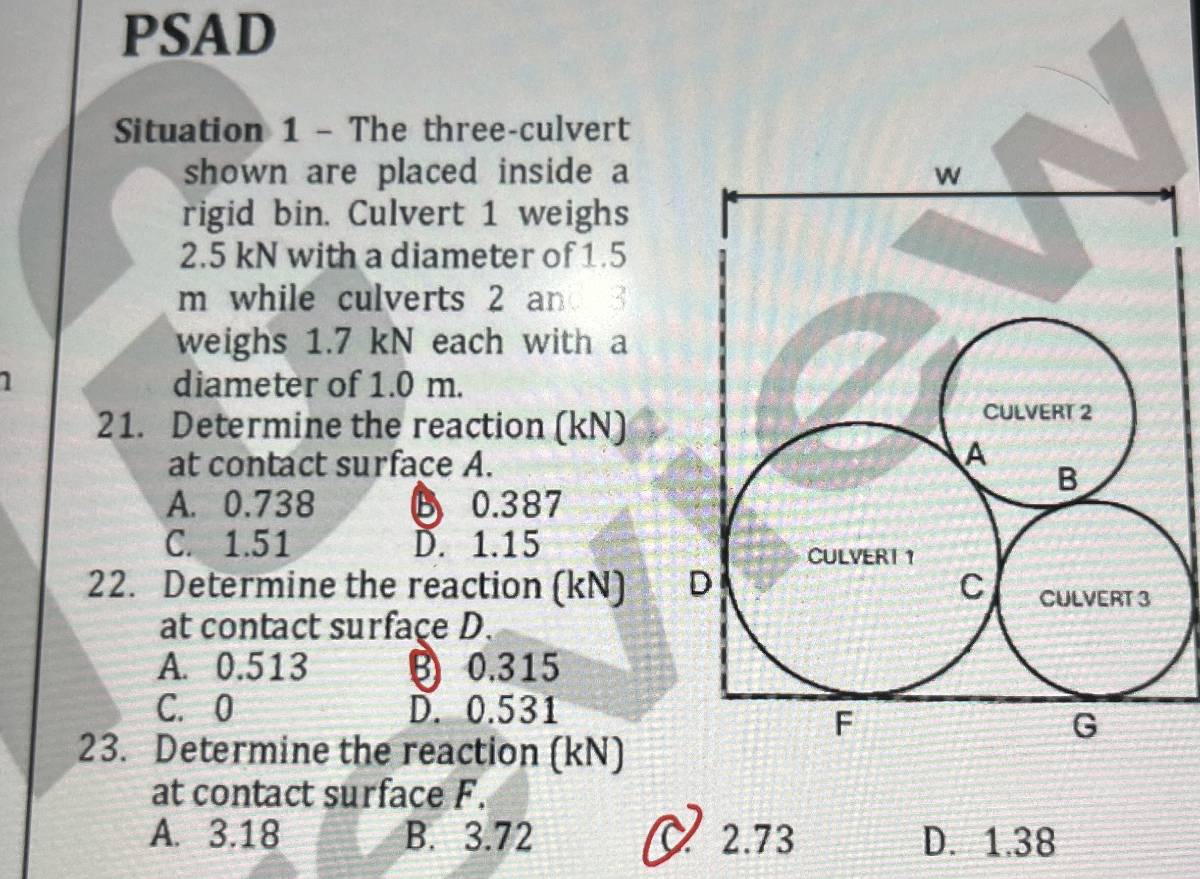 PSAD Situation 1 - The three - culvert shown are