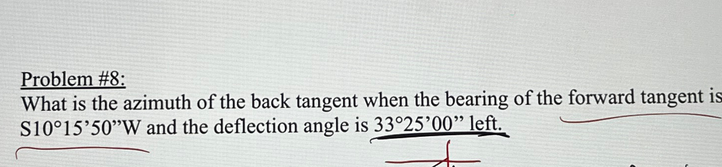 Problem # 8 : What is the azimuth of the back