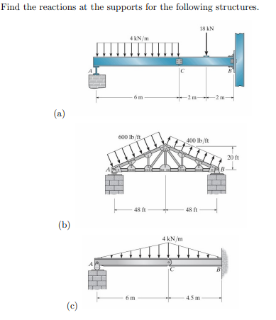 Find the reactions at the supports for the