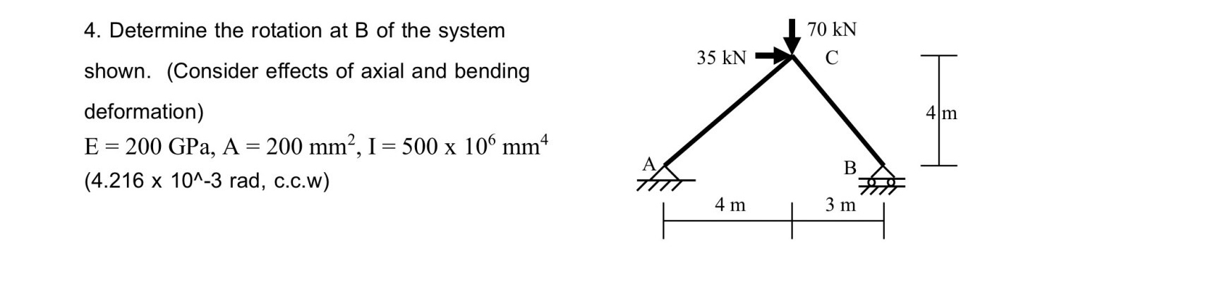 Determine the rotation at B of the system shown.