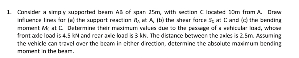 Consider a simply supported beam A B of span 2 5