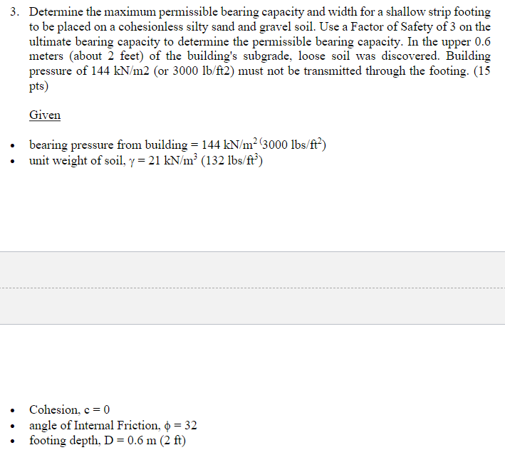 Determine the maximum permissible bearing