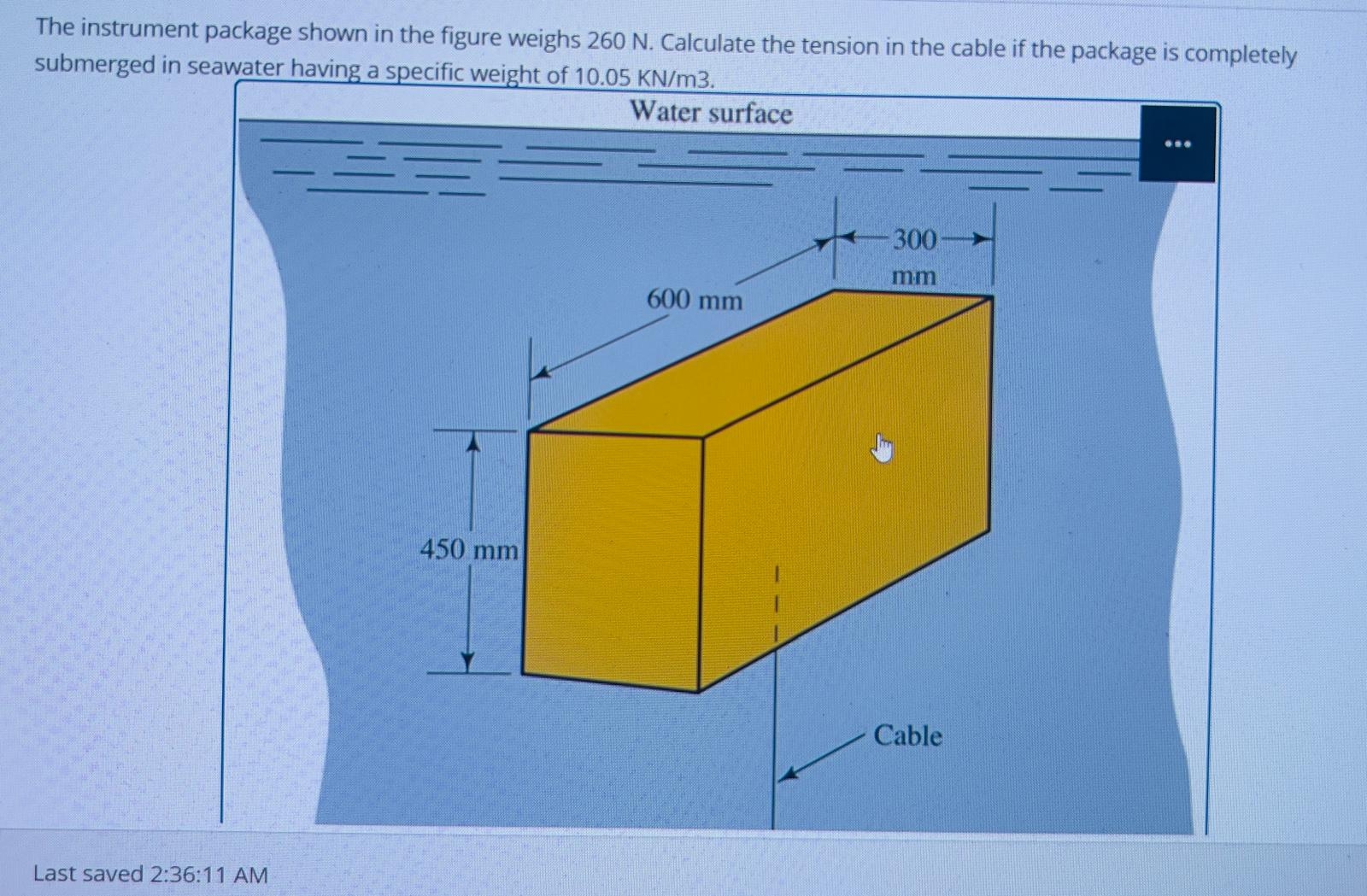 The instrument package shown in the figure weighs