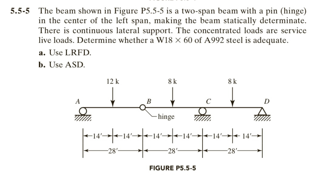5 . 5 - 5 The beam shown in Figure P 5 . 5 - 5 is