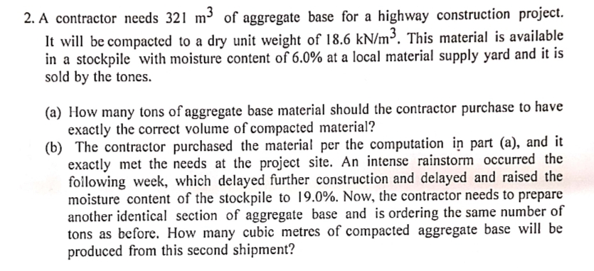A contractor needs 3 2 1 m 3 of aggregate base