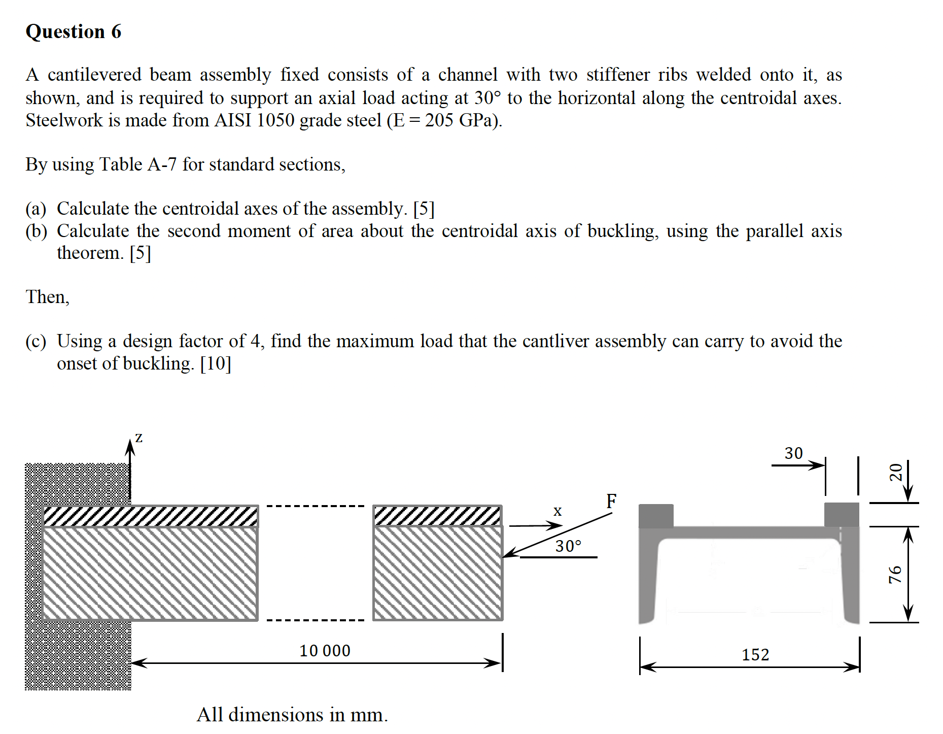 Question 6 A cantilevered beam assembly fixed