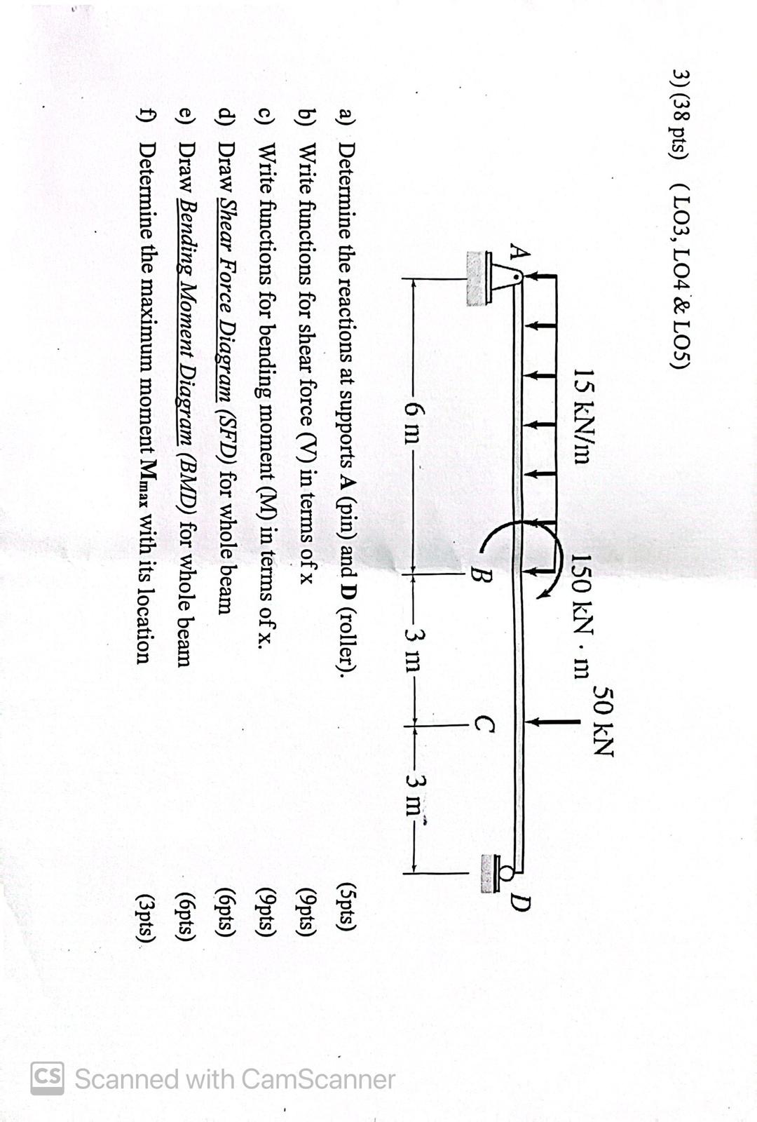 ( 3 8 pts ) ( LO 3 , LO 4 & LO 5 ) a ) Determine