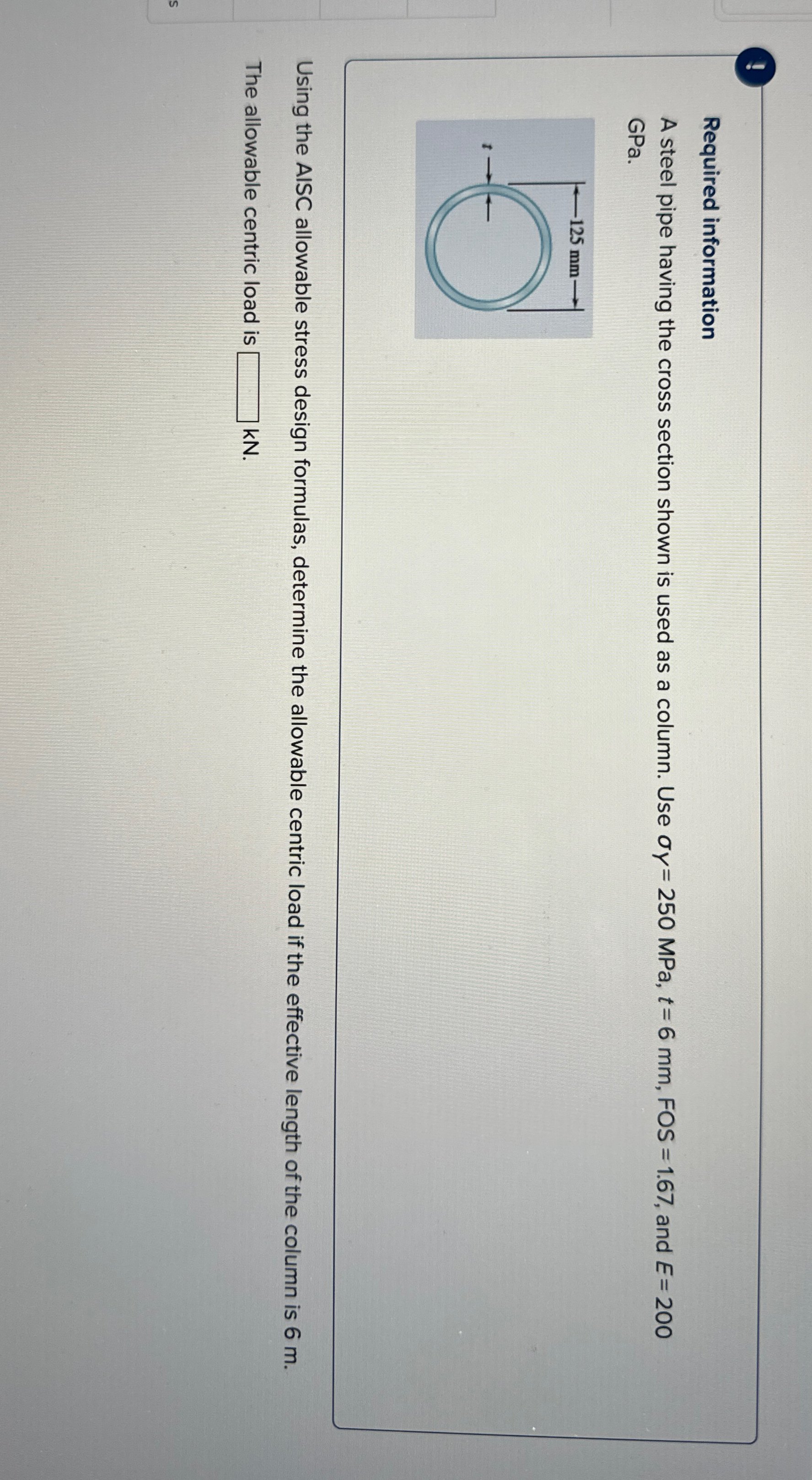 ! Required information A steel pipe having the