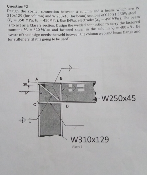 Question# 2 Design the corner connection between
