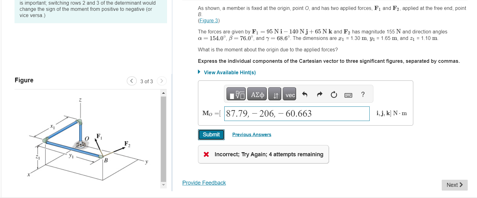 is important; switching rows 2 and 3 of the