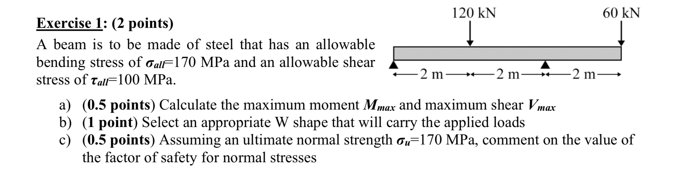 Exercise 1 : ( 2 points ) A beam is to be made of