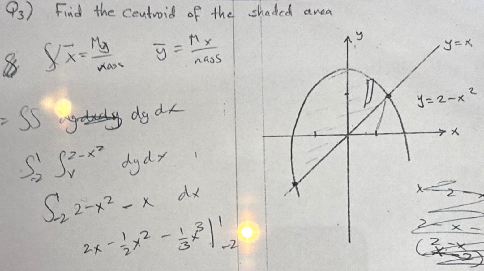 Q 3 ) Find the centroid of the shaded area. (