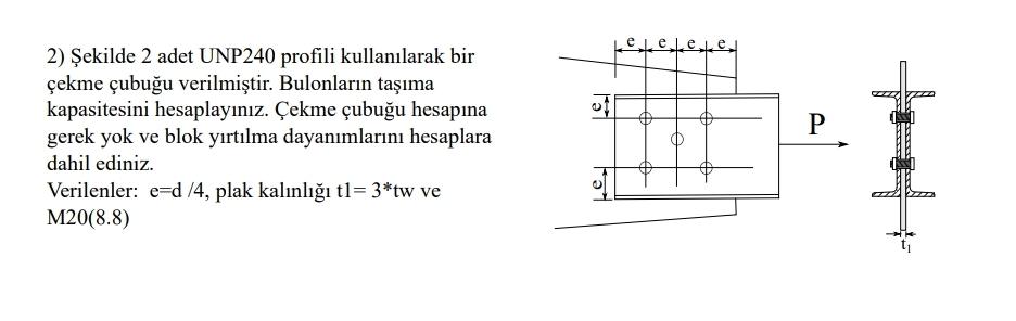 ekilde 2 adet UNP 2 4 0 profili kullan larak bir