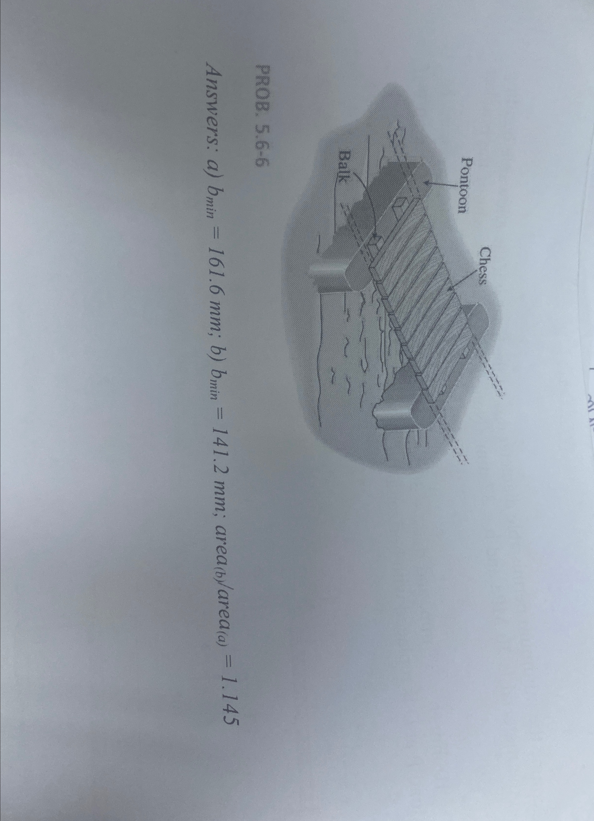 Problem 5 . 6 - 6 . A pontoon bridge ( see figure